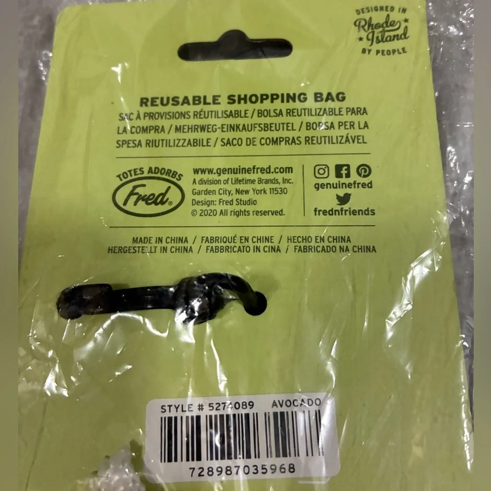 Fred Market Mates Avocado Reusable Shopping Bag - Lime Green & Dark Green